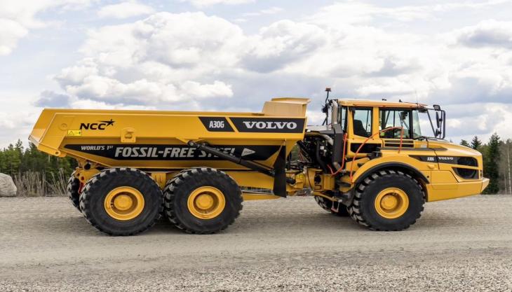 The Volvo A30G articulated hauler made from fossil-free steel provided by partners SSAB Fossil-free Volvo A30G