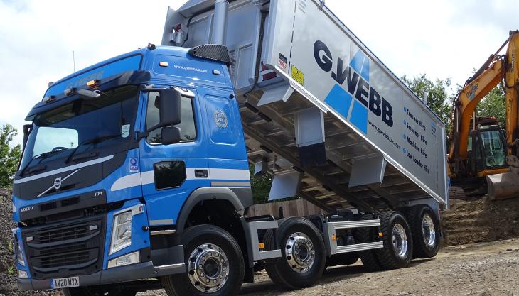 G. Webb Haulage have purchased their first new Volvo truck since 2011 – a Volvo FM 8x4 rigid with lifting rear axle Volvo FM truck