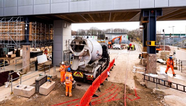 To date Hanson have supplied approximately 3,000 cubic metres of low-carbon concrete to main contractors Costain to refurbish the existing station concourse and build a second, bigger one which will create a new entrance into the airport Hanson