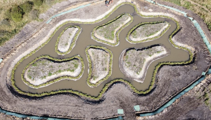One of the new ponds for water voles at Greengairs Landfill Greengairs pond