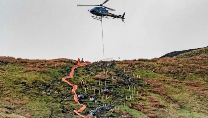 Hanson have donated stone from Ingleton Quarry for repairs to a footpath on Whernside Airlift