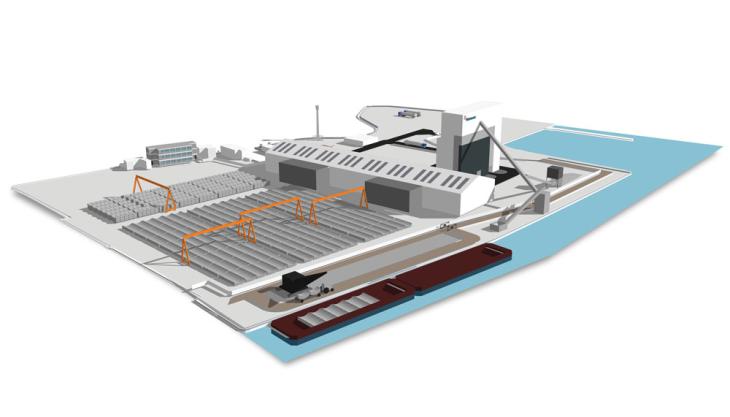 Hanson are proposing to replace two existing concrete batching plants with three new ones enclosed within a new building that will also house the raw materials for concrete production Victoria Deep Water Terminal