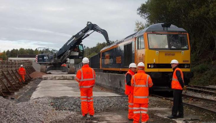 The newly restored railway siding at Hanson’s Ashton-in-Makerfield depot Hanson’s Ashton-in-Makerfield depot