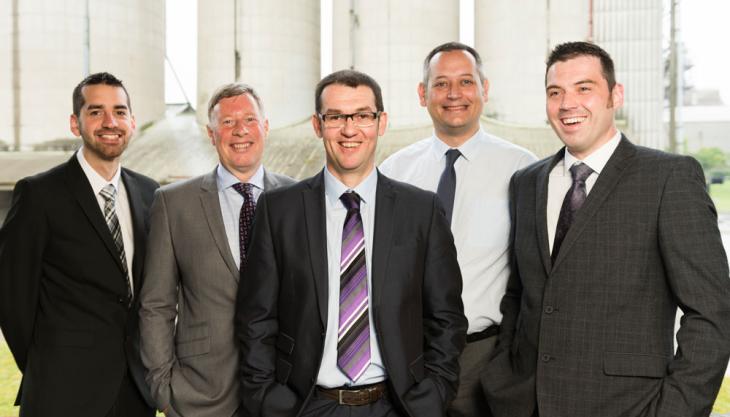 Hanson Cement technical team: national technical manager Simon Chudley (centre) with (from left) technical services manager Stephen Pugh and technical development managers Chris Tomlinson, Robin Styles and Paul Rounce Hanson Cement technical team