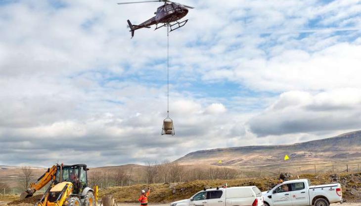 Stone being lifted out of Hanson's Horton Quarry Hanson UK