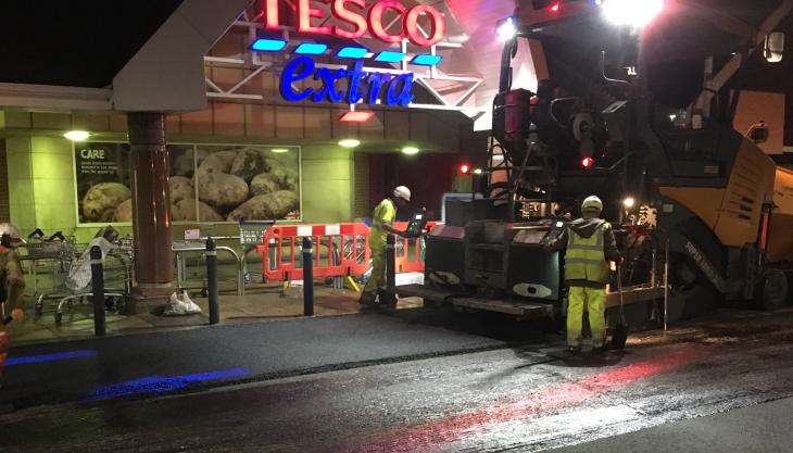 Hanson REA being laid at a Tesco car park Hanson REA
