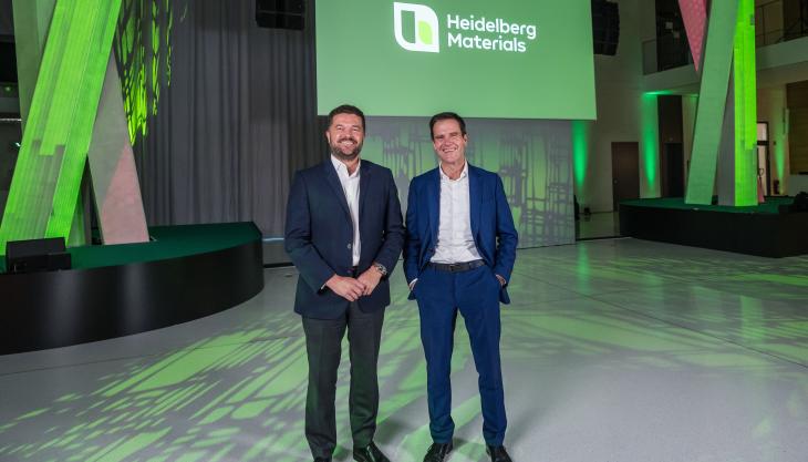 L-R: Jon Morrish, member of the managing board and person responsible for the brand development, and Dr Dominik von Achten, chairman of the managing board, revealed the new Heidelberg Materials brand at the company’s headquarters in Heidelberg, Germany Morrish and von Achten