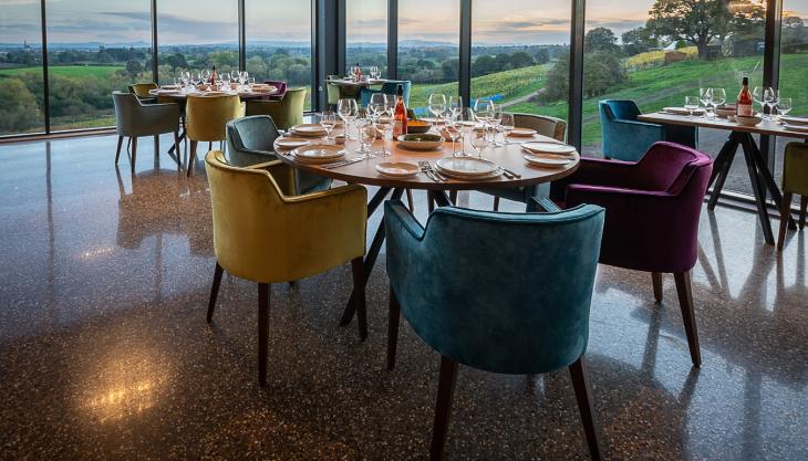 The polished coloured concrete floor at Hencote Vineyard Estate Hencote Restaurant