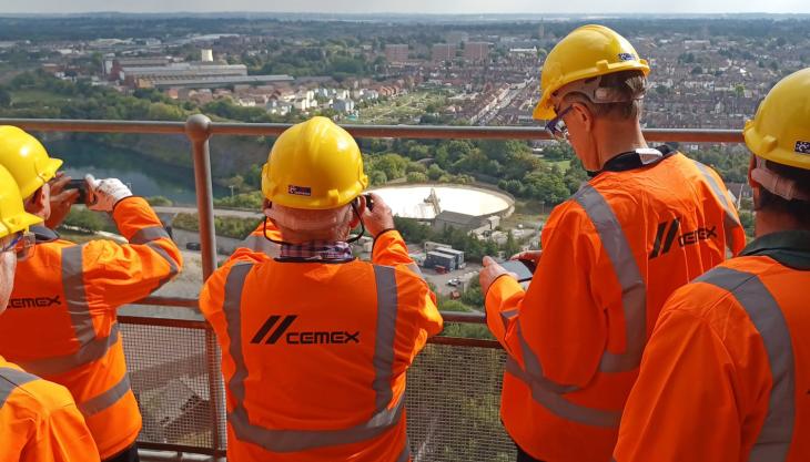Visitors enjoying the view from the top of the preheater tower at Rugby cement plant Heritage Open Day