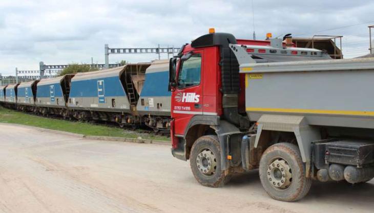 A Hills truck waiting to be loaded at Royal Wootton Bassett Rail Depot Royal Wootton Bassett Rail Depot