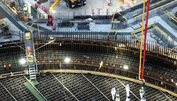 Concrete pour for the second reactor base at Hinkley Point C Hinkley Point C
