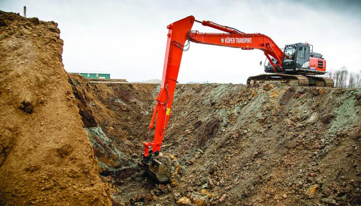 Küper Transport's new Hitachi ZX300LC-6 super-long-reach excavator Hitachi ZX300LC-6 super long reach excavator
