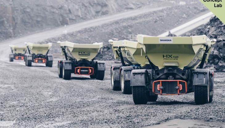 The fleet of HX2 autonomous, battery-electric load carriers HX2 fleet of autonomous load carriers