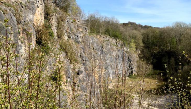 One of the old quarry faces at the National Stone Centre National Stone Centre