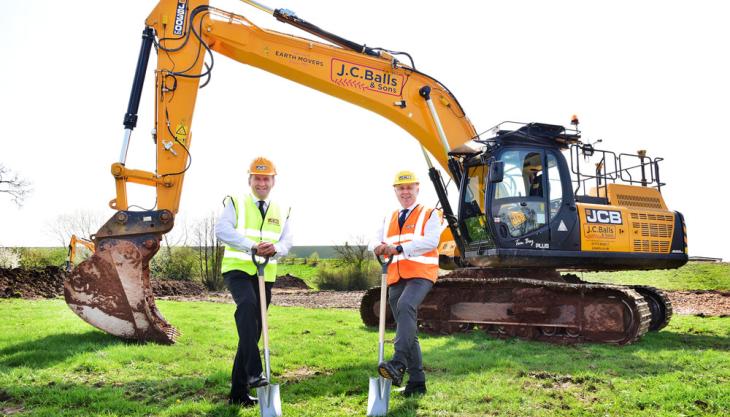 JCB Chief Executive Officer Graeme Macdonald and JCB Chief Operating Officer Mark Turner at the site of the new £50 million JCB Cab Systems plant in Uttoxeter JCB new plant