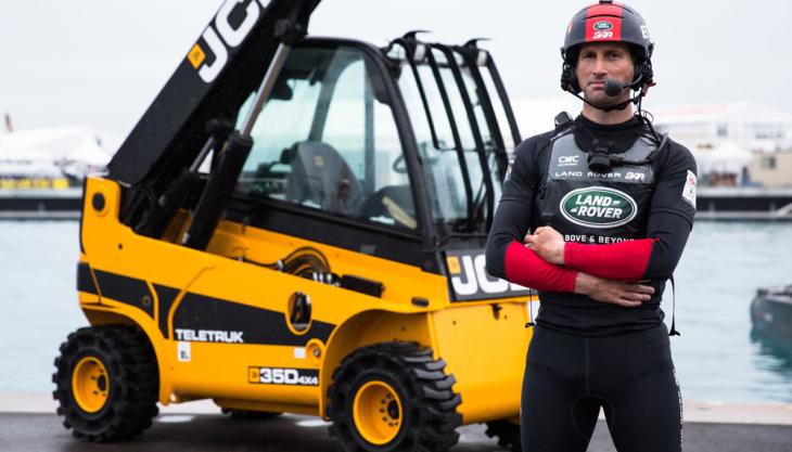 Sir Ben Ainslie with a JCB Teletruck Sir Ben Ainslie