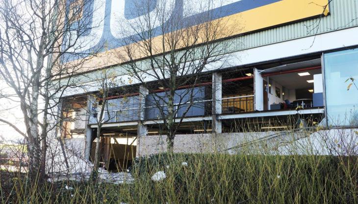 Damage to the JCB backhoe factory at Rocester