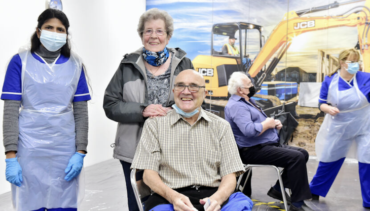 Part of JCB's Compact Products factory in Cheadle has been converted into a vaccination centre JCB