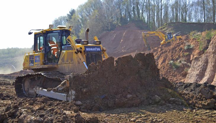 Komatsu machines in action at Shire Oak Quarry Komatsu dozer