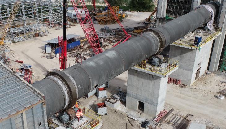 New rotary kiln lifted into position at Solid Cement plant in Antipolo City Rotary kiln installation