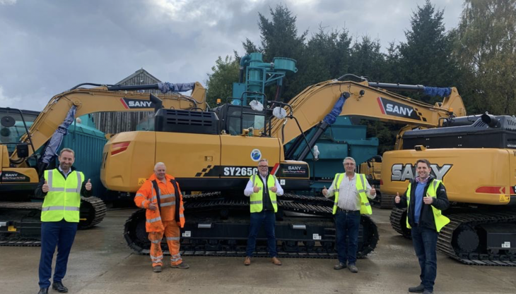 L–R: Leigh Harris, SANY UK & Ireland; Bob Gowling, Banner Contracts; Tony Thorpe, SANY UK & Ireland; Mike Banner, Banner Contracts; and Andrew Banner, Banner Contracts SANY and Banner