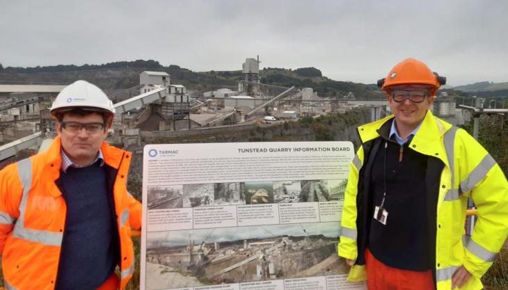 L-R: MP for High Peak Robert Largan with Tarmac's lime business director Graham Cooper Tunstead Quarry