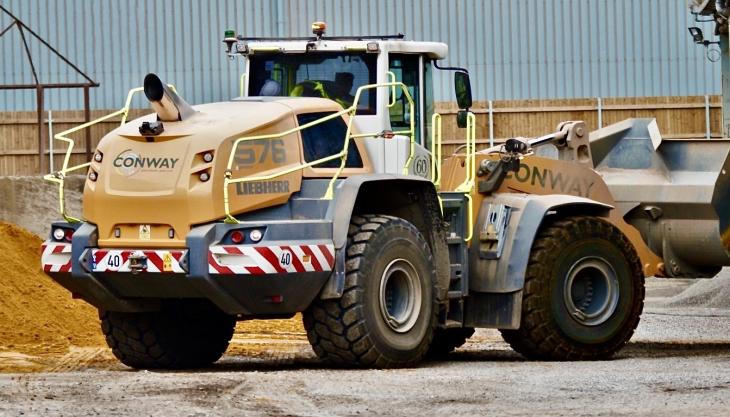 One of FM Conway's new Liebherr 576 XPower wheel loaders equipped with intelligent safety solutions Liebherr 576 XPower wheel loader