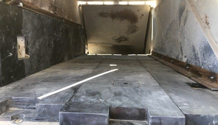 Linard modular anti-abrasion panels installed in a chute at Boral Concrete Wingfield, where wear life was improved from three months to more than 30 Linard modular anti-abrasion panels