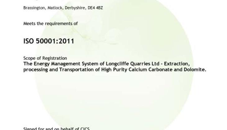 Longcliffe's ISO 50001 certification