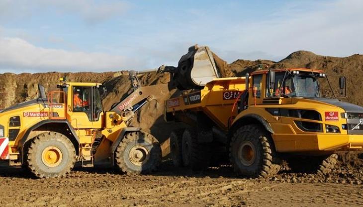 Marshalls take delivery of 13 new Volvo machines for quarrying activities across the north of England Marshalls Volvos