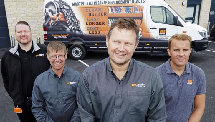 Richard Housechild (customer service), Wayne Crossland (service engineer), Aaron Bartram (general manager) and Dave Harasym (field sales manager) Martin Engineering