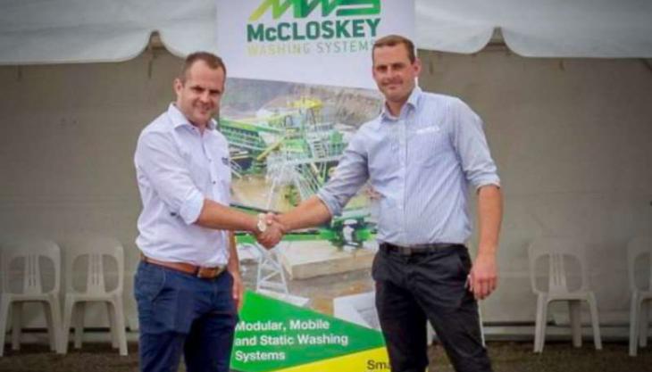 L-R: Ben Frettsome, technical sales and applications manager at McCloskey Washing Systems, and Bert Hart, head of sales at Equip2 Ben Frettsome and Bert Hart
