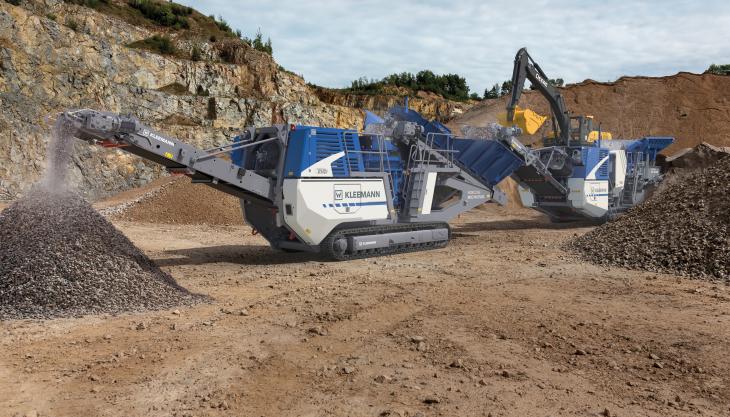 The new Mobicone MCO 90(i) EVO2 cone crusher (foreground) working in tandem with a Mobicat MC 110(i) EVO2 jaw crusher Kleemann Mobicone MCO 90(i) EVO2 cone crusher