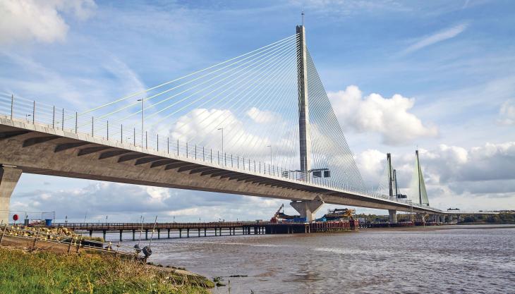 The new Mersey Gateway Bridge between Widnes and Runcorn Mersey Gateway Bridge
