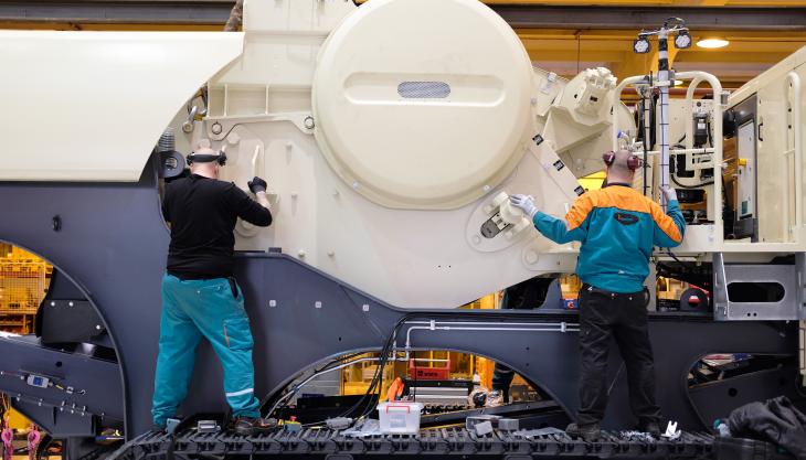 The first machine rolled off the new assembly line in the second week of January Metso assembly line