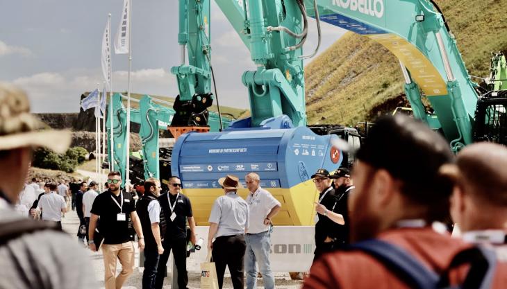 The MST heavy-duty rock bucket painted in the colours of the Ukraine flag Molson