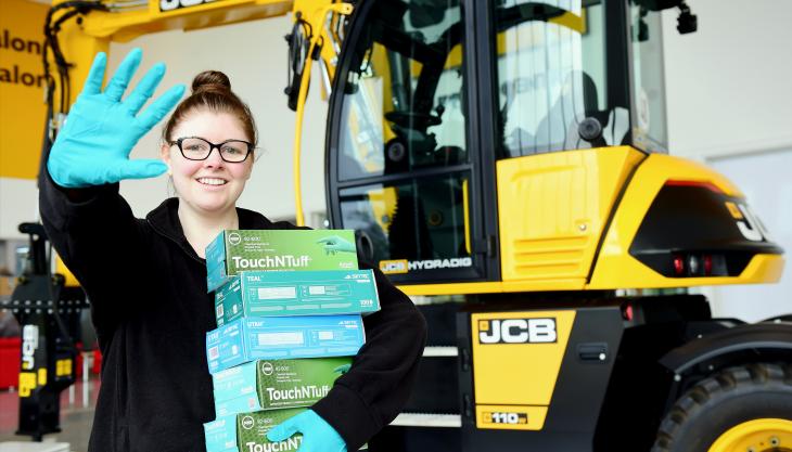 JCB have donates gloves and masks to the Royal Stoke University Hospital JCB donate gloves