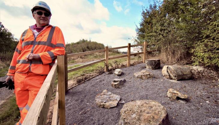 Ian Knott, works manager at Bayston Hill Quarry, at the site where fossilized fern trees have been preserved Ian Knott