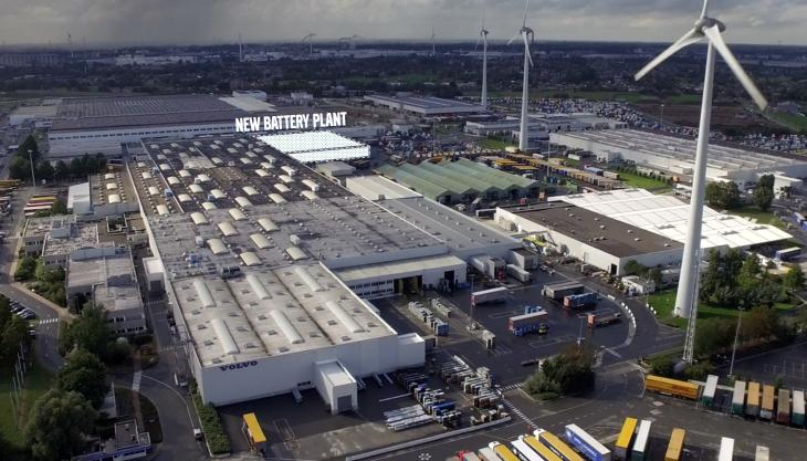Volvo Trucks are opening a new battery plant (outlined) in Ghent, Belgium Battery plant