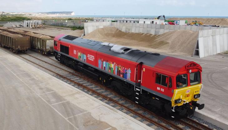 The rejuvenated railhead at Brett Aggregates' newly opened Newhaven Port marine terminal Newhaven Marine Terminal