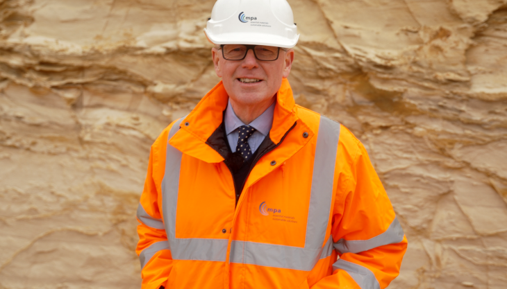 MPA chief executive Nigel Jackson on location at MPA member J & J Franks’ sand quarry and waste facility in Surrey Nigel Jackson