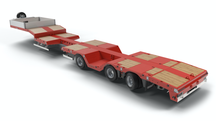 The new Nooteboom OSDS-48-03V(EBW) extendible lightweight semi-low-loader with wheel wells Nooteboom semi-low-loader