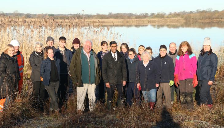 Rishi Sunak with staff and volunteers at Nosterfield Nature Reserve Photo: Philip Sedgwick Rishi Sunak