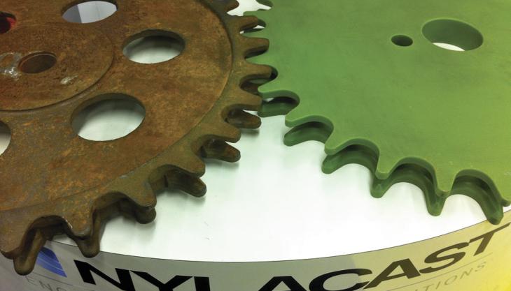 Conventional component (left) and Nylacast component (right) Nylacast component