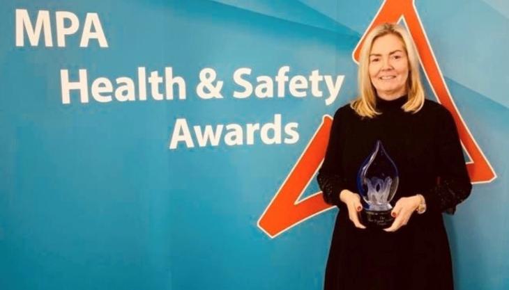 Jacqueline O'Donovan with the Sir Frank Davies Trophy at the recent MPA Health & Safety Conference and Awards O'Donovan win Sir Frank Davies Trophy