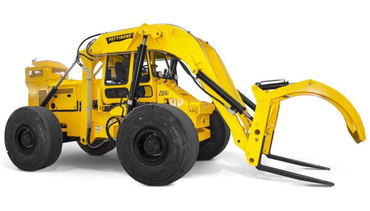 Pettibone Cary-Lift 204i rough terrain forklift with scrap baler attachment Pettibone Cary-Lift 204i forklift