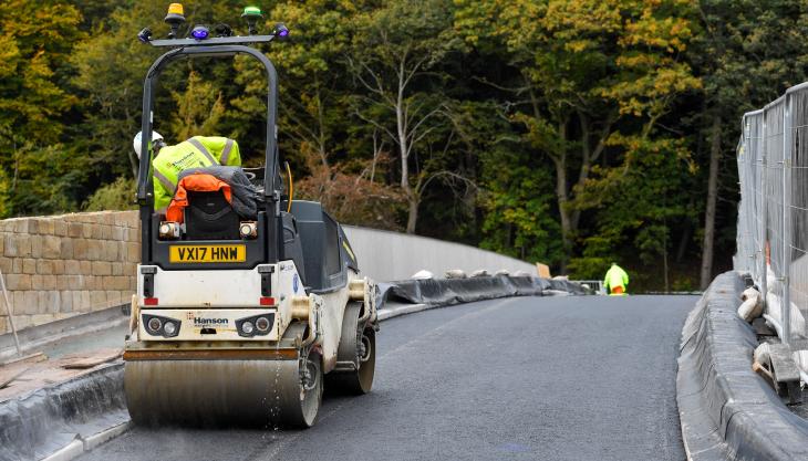 Hanson laying asphalt on the new Pooley Bridge Pooley Bridge