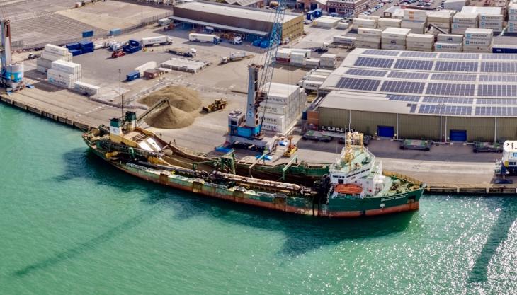 'Britannia Beaver' unloading her first cargo at Portsmouth Port Britannia Beaver