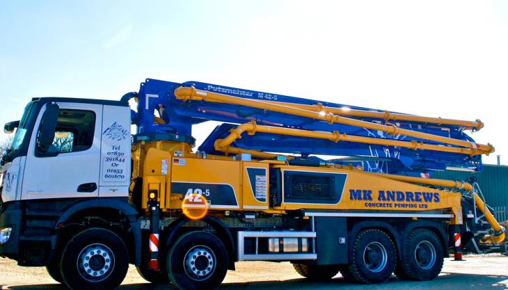 New concrete pump for M.K. Andrews Putzmeister five-section concrete pump