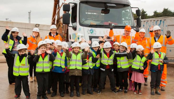 Schoolchildren visit recycling centre